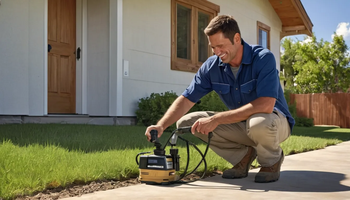 A friendly pest control provider talking with a homeowner at the front door of a frame house with a stucco exterior near Lone Tree