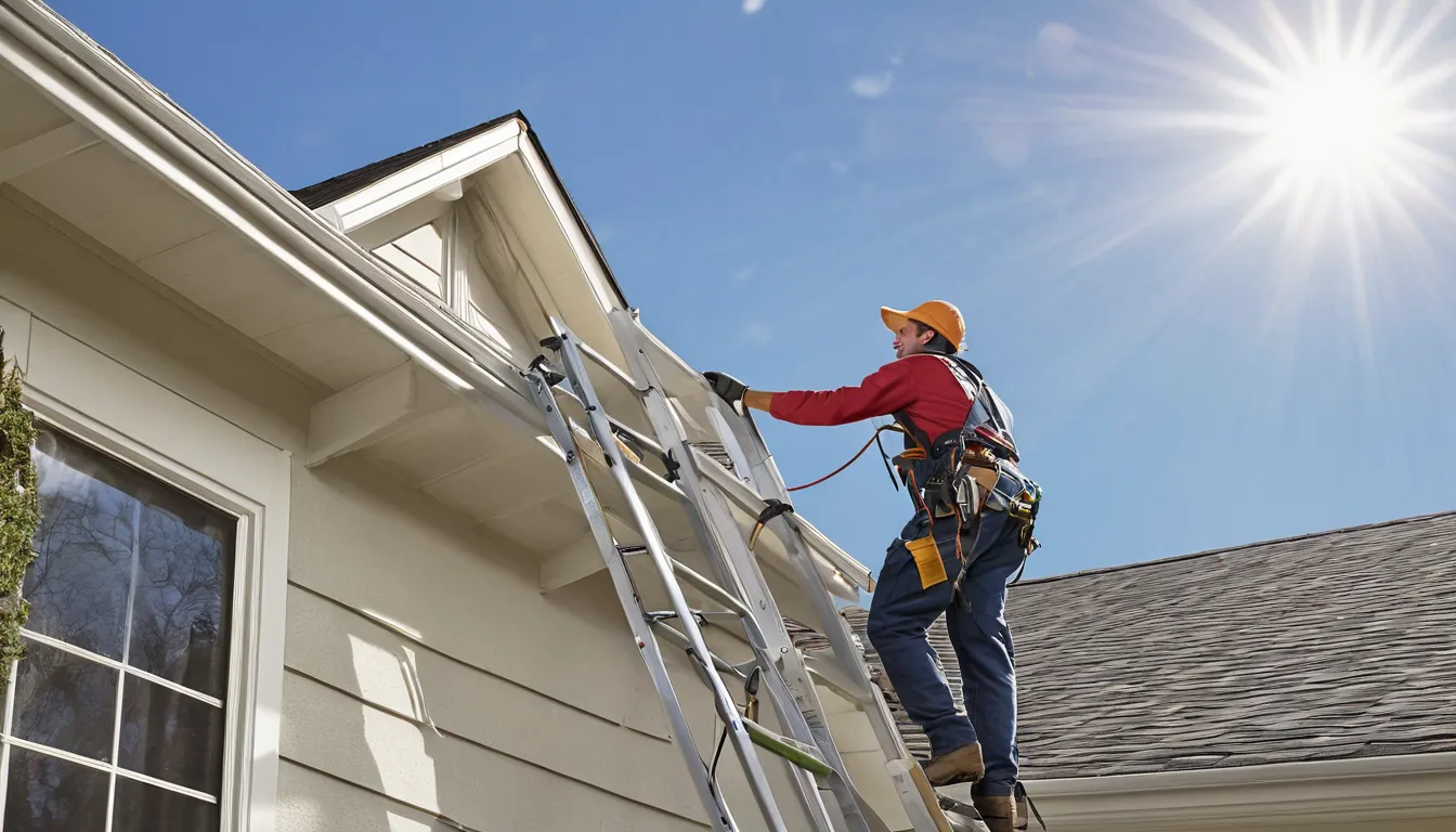 Friendly provider inspecting a home's roofline for animal entry points near Lone Tree